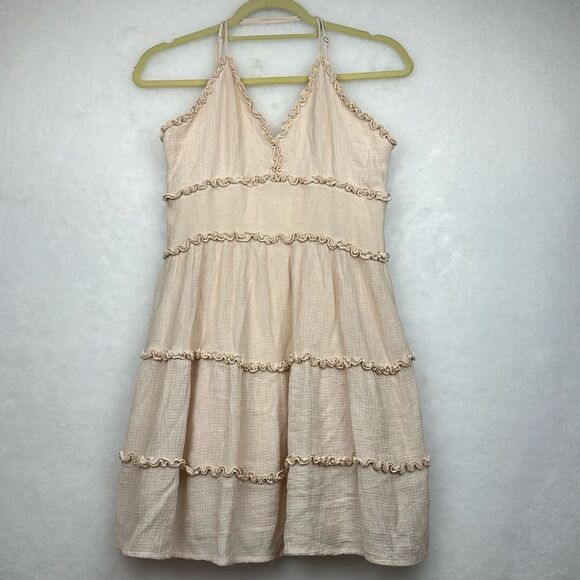 Love Tree Womens Babydoll Fit and Flare Mini Ruffled Dress Sz M ajustble Straps - Picture 4 of 12